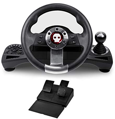 Numskull Next-Gen Pro Racing Wheel with Pedals and Shifter - Compatible with Xbox Series X|S, Xbox One, PS4, Nintendo Switch and PC - Realistic Steering Wheel Controller Accessory