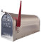 ARREGUI Americano E2101A Amerikanischer Briefkasten aus Aluminium, der US Mailbox Klassiker mit Roter Flagge, US Briefkasten für den Außenbereich, Größe L (Zeitschriften und C4-Umschläge), Silber