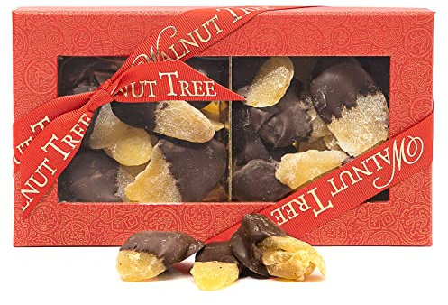 Walnut Tree – Spicy Ginger Slices Hand Dipped in Rich Dark Chocolate – Vegan – Vegetarian – Gluten Free – Luxury Gift Selection, Birthday, Anniversary – 200g