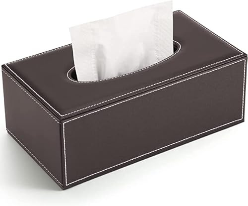 Leder Haushalt Büro Rechteckig Tissue Paper Holder Box Cover Case Napkin Holder Home Decoration （Kaffeefarbe）
