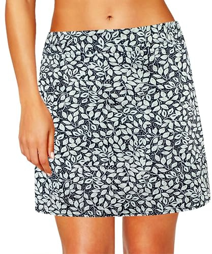 Timuspo vandringskjol för kvinnor med innerbyxor, hög midja, tennis, skort, elegant kjol med byxkjol, kort och tashen, golfkjol, utomhus, sportkjol, löpning, träning, blad, L
