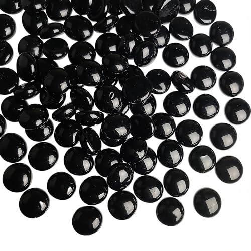 HappyFiller Pietre piatte nere in vetro, 0,5 kg, per riempitivi vasi, artigianato, accenti per la casa, decorazione da tavolo, portacandele, ciottoli per acquari, centrotavola per matrimoni