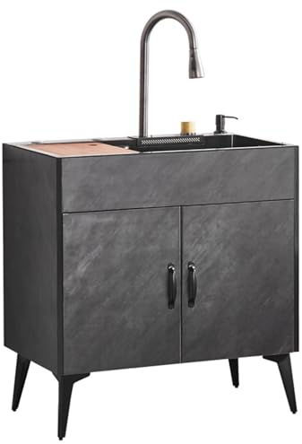 Lavatoio con Mobile,Lavello Cucina Vasca Singola,Lavandino da Esterno,Lavabo Lavanderia,Mobiletto Sottolavello Cucina con Rubinetto,Salva-Spazio,per Interni Esterni Ristorante Garage Giardino ( Color