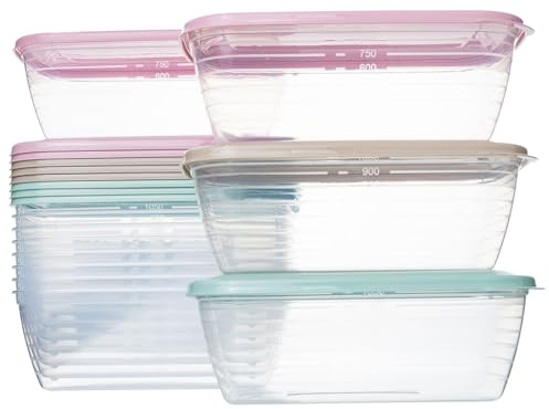 QILZO Confezione da 12 contenitori per alimenti trasparenti da 1,2 l, in plastica, senza BPA, adatti per microonde, lavastoviglie, congelatore, contenitori con coperchio
