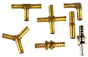 1PCS Ottone Barb Raccordo 2 3 4 Vie Connettore For 6mm 8mm 10mm 12mm 16mm 19mm Tubo Di Rame Pagoda Raccordi For Tubi Acqua (Color : A-T Brass, Size : Barb 16mm)