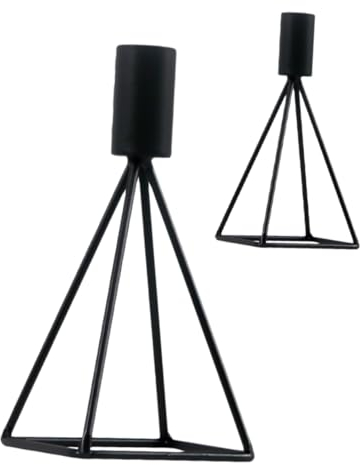 TOPBATHY 2stücke Geometrische Kerzenhalter Aus Schwarzem Metall Kreative Tischdeko Für Romantische Anlässe Und Partys Für Stabkerzen Und Moderne Wohnräume