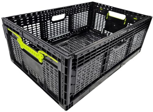 Systafex 5x Faltbare Klappkiste Aufbewahrungskorb Lagerkiste stabile Klappbox belastbar bis 30 kg stapelbar 46L Volumen lebensmittelecht Polypropylen