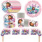 Juego de vajilla para fiesta de cumpleaños infantil de 61 piezas Cute Gaby's Dollhouse con vasos, servilletas, platos y manteles; perfecto para fiestas de cumpleaños, bodas, fiestas navideñas.