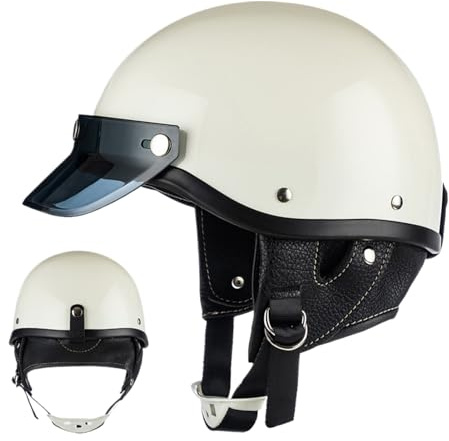 Casco per moto aperti a faccia, mezza shell dei caschi motociclistici - Casco motociclistico Cruiser,Comodo fresco berretto a faccia aperta traspirante per bici elettrica in bici da tour motocross tou