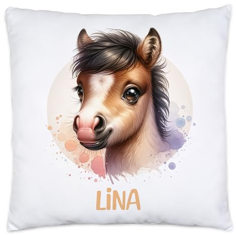 Kissen mit Waschbär für Kinder mit Namen Personalisiert | Kinderkissen mit Wunschname Kuschelkissen Waschbär-Motiv | Geschenk Mädchen Junge | Kinderzimmer Deko Dekokissen 40x40cm inkl. Füllung