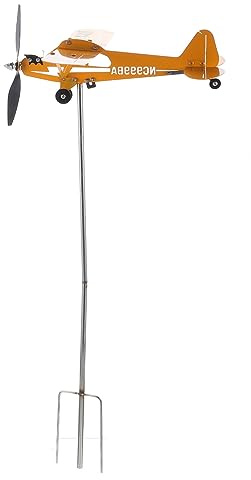 Abaodam Airplane Design Metal Weathervane Durable Iron Art Weather Vane for Garden Outdoor Decor for Housewarming Halloween Easy to Mount Fences Poles