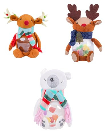 wiroouia Zuccheriera natalizia | Contenitori natalizi in peluche | Barattoli per dolcetti e caramelle Organizzazione per casa, scrivania, piano di lavoro, dispensa, credenza, buffet, armadietto aula