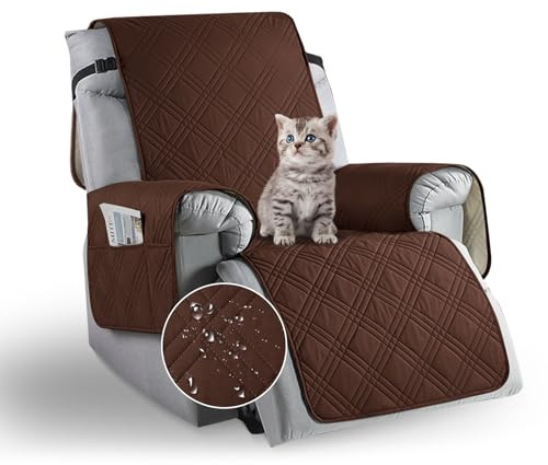 MeYuxg Sesselschoner für Relaxsessel,Stretch Sesselschoner mit Armlehne,Sesselbezug Fernsehsessel mit Speicher Taschen,Anti Sesselüberwurf Lehnenschutz,Weich Atmungsaktiver Sessel Überzug(Kaffeefarbe)