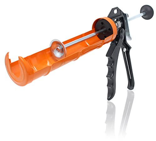 Amazy Edelstahl Kartuschenpistole – Kartuschenpresse für die Verarbeitung von Silikon und Acryl mit 310 ml Kartuschen | Hebelübersetzung 12:1