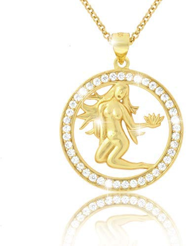 PAVELS Eclipse Kollektion Sternzeichen Halskette Gold – 12 Tierkreiszeichen Konstellation Anhänger mit funkelnden Details – Astrologie Schmuck Geschenk für Damen (Jungfrau)