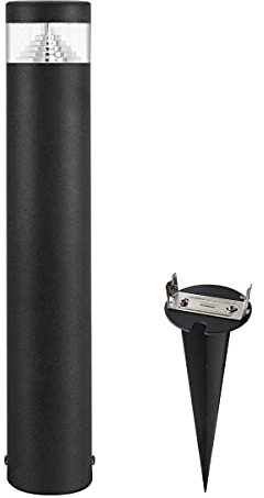 Long Life Lamp Company Modern LED Bollard Post Ground Spike Light Outdoor Garden Pathway Lighting Cool White Stainless Steel Black Finish ZLC301CW