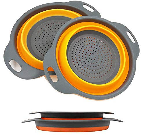 DUBENS - Juego de 2 coladores plegables de silicona, escurridor plegable sobre el fregadero, frutas, cocina, orden, filtro para pasta, verduras, cesta de frutas