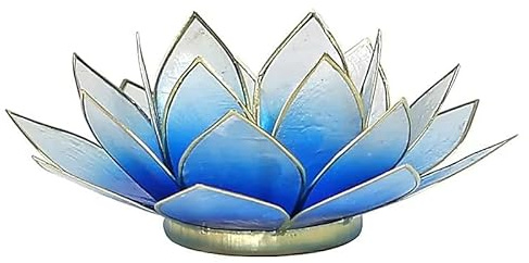 Lotus Licht Goldrand blau/weiß - 13.5 cm