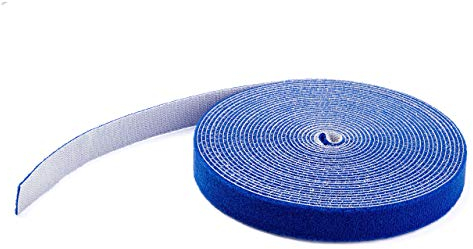 StarTech.com Bobina de 15,2m de Gancho y Bucle - Tiras Reutilizables de Gancho y Bucle - Cinta Sujetacables - Envolturas Ajustables de Tela para Gestión de Cableado - Azul (HKLP50BL)