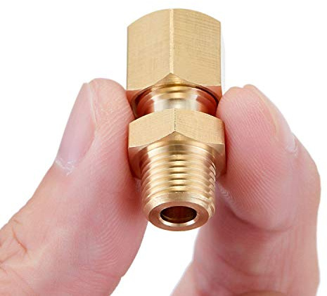 Litorange 4 Pack Metal Brass Compression Tube Pipe Fitting Connector, Straight Coupling Adapter, 1/4 Tube OD x 1/4 NPT Male