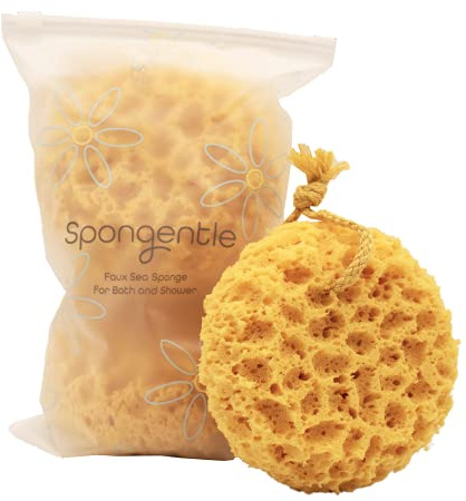 Spongentle Loofah Sponge for Shower and Bathing, Bath Sponge with Dual Texture, Shower Pouf for Gentle and Deep Exfoliation, Large Size Body Scrubber for Men & Women, PU Foam, 37% More Lather, 3 Pack