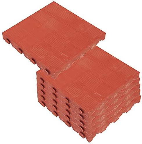 Confezione da 6 piastrelle di plastica per pavimento esterno di 39x39x4,8 cm. Area totale 0.9m² Combi - Collezione Terracotta