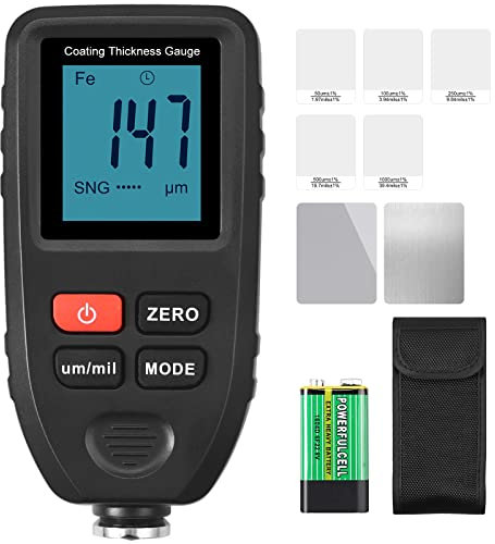 XUNTOP Schichtdickenmessgerät Dickenmessgerät Lack Auto 0-1500μm mit LCD Display Automatische Ablesung Schichtdicken Lackmessgerät, für Stahl Eisen Aluminium Nichteisen Beschichtung