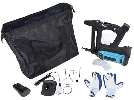 Framing Nailer Pneumatic Nail Gun Lithium Battery Gas Nail Gun Steel Air Stapler Pneumatic Tools for Frame and Trunking Framing Nailer Kit (Color : with 1pc Battery, Size : X-Small)