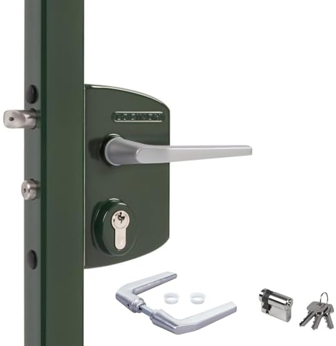 LOCINOX Drehtorschloss LAKQ3030 U2, Tannengrün RAL 6009 für 30 bis 50mm Rahmenprofile - Gartentorschloss, Flügeltorschloss, kastenschloss mit zylinder zum aufschrauben, Gartentürschloss