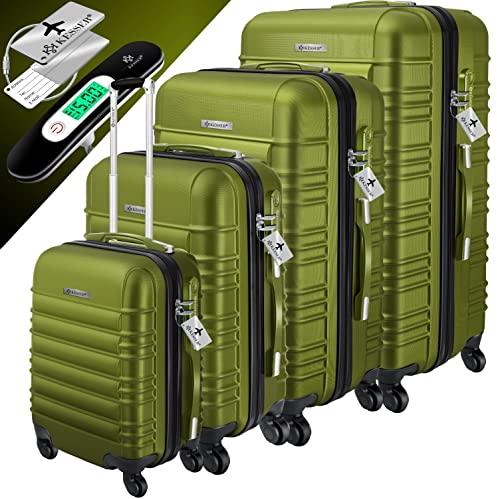 KESSER® 4tlg. Hartschalenkofferset Hartschalenkoffer Reisekoffer Set Reisekofferset Trolley Koffer 4 Rollen ABS-Hartschale Teleskopgriff Inkl. Kofferwaage + Gepäckanhänger Rollkoffer Schloss, S-M-L-XL
