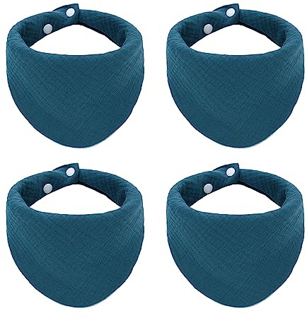 Miracle Baby Lot de 4 bavoirs bandana pour bébé en mousseline pour baver et faire ses dents, super doux et absorbant pour bébé garçon fille unisexe, boutons réglables pour 0-36 mois