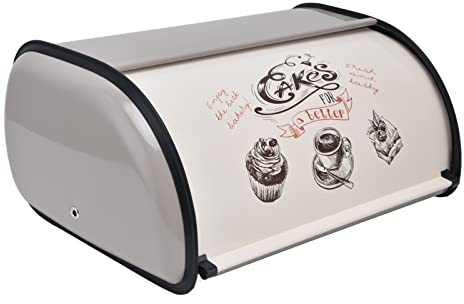 BORDSTRACT Caja De Pan Contenedor De Almacenamiento, Puerta Superior Enrollable De Gran Capacidad Soporte De Pan De Almacenamiento De Pan, Contenedor De Caja De Pan De Metal Para Panadería Doméstica