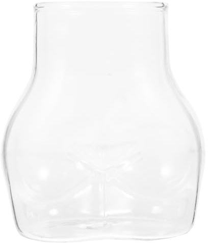 Luxshiny Butt Shape Glass Cup Clear Drinking Mug for Beer Juice and Wine Glass Drinking Mug for Home Office Party or Bar Transparent Tumbler with Smooth Grip 4.33 X 3.86 X 3.15in