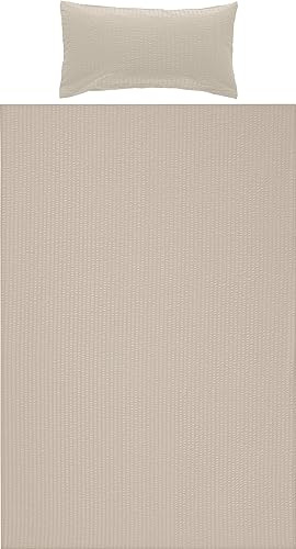 Erwin Müller Seersucker Bettwäsche Uni Rosenheim mit Hotelverschluss Taupe Größe 40x80 cm / 135x200 cm - für die warme Jahreszeit, bügelfrei, atmungsaktiv
