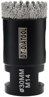 DT-DIATOOL Diamond Core Drill Bit 30mm - Diamond Hole Saw for Porcelain Tile Ceramic Tile Marble Granite M14 Thread