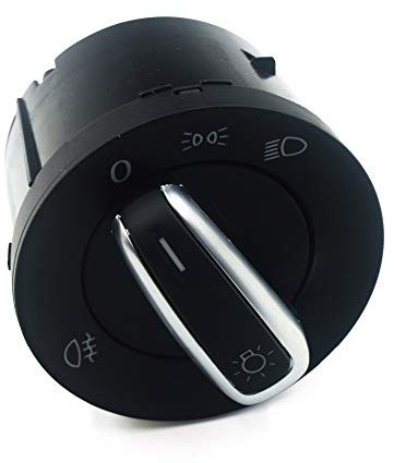 Car Headlight Switch Scheinwerfer-Nebelscheinwerfer-Steuerschalter 3C8941431B Chrom / Passend for VW Caddy III Touran / Passend for Jetta Golf V VI 5 6 / Passend for Jetta Passat B6 CC Sharan Rabbit H