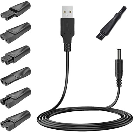 Neyeau Shaver Charger, Electric Shaver Charger, USB Shaver Power Adapter Kit Replacement, Charging Cable Set Compatible with Various Shavers, Electric Hair Clippers, Beauty Instruments