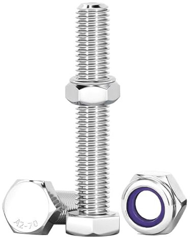 Drenky Boulon M10 10 Pcs Bouton à Tête Hexagonale Et écrous, M10 X 60mm Boulons à Six Pans Avec écrous Boulons Acier Inoxydable A2 V2A Pour Meubles, Voitures, Vélos, Bateaux, Impression 3D