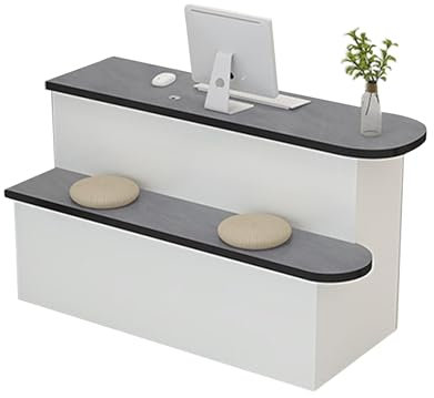 Empfangstresen, moderner Empfangstresen, Theke, Büro, Holzcomputertisch, großer Lagerschrank, Verkaufstheke für Bekleidungsgeschäft, Firmenempfangstresen, Café(Gray,100 * 75 * 90cm)