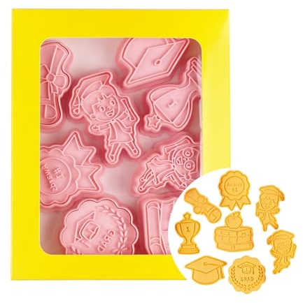 Fukamou Set Di Formine Per Biscotti Di Laurea 2022 - Tagliabiscotti Natalizi Per Bambini,Set Di Stampi Per Biscotti Fatti A Mano Da 8 Pezzi, Cappello Di Laurea, Diploma, Abito, Trofeo, Medaglione,