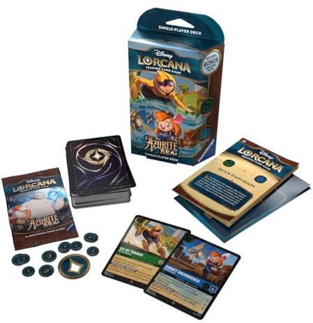 Ravensburger - Disney Lorcana Azurite Sea, Mazo para un Jugador Esmeralda y Zafiro, Juego de Mesa, Juego de Cartas, Juego de Estrategia, Juego Niños 8 Años o Más, Regalos Niños 8 Años, Accesorios