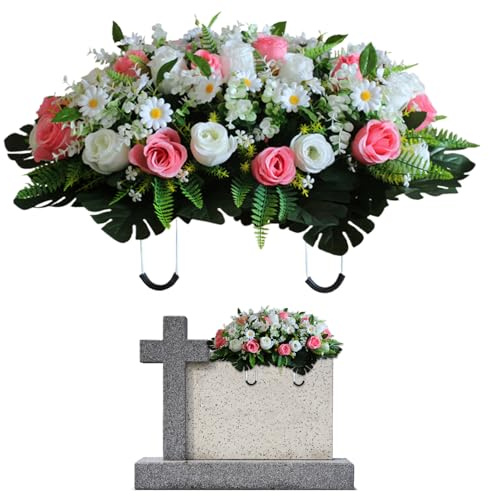 Grtheenumb Friedhofsgradsteine ​​Blume Sattel, künstliche Friedhofs -Blume -Sättel -Friedhofs -Gedenkblumen für Grabsteindekorationen im Freien, Style11