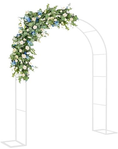 White Metal Garden Arch for Climbing Plants Wedding Arch Trellis Flowers Frame Stand Garden Arbor for Party Decor Plant Support Rose Arch 200x220cm Elegant Outdoor Decorative Structure for W