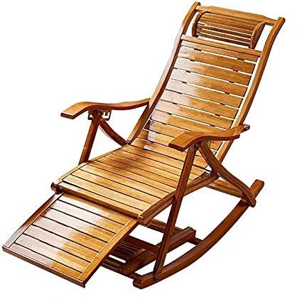 Generico Sedia a Dondolo Pieghevole, Sedia da Giardino reclinabile Vintage, Sedia da Relax per Esterni, Sedia a Dondolo in bambù, sedie a Sdraio Regolabili, sedie a Dondolo Pieghevoli in Legno, 5 Mar