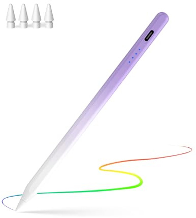 CMARS Penna per iPad (2018-2026), Pencil di 10a generazione con Palm | Penna stilo compatibile con iPad 6/7/8/9/10/A16, Pro 11/12,9/13, Mini 5/6, Air3/4/5/M2/M3/M4, viola