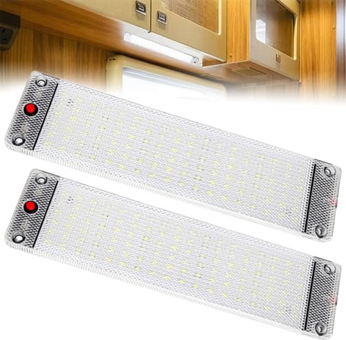 2 PCS LED Interior 12v Lights,108 LEDs 12W 12V-85V Universal Roof Bright Interior Light,Portable Vehicle Lighting Lamp with ON/OFF Switch for Car Caravan Truck Camper Van Motorhome Dome Ceiling(White)