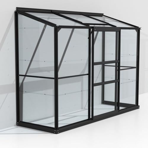 Vitavia Anlehn-Gewächshaus Styx 1300, schwarz, 1,3 m², 3 mm ESG | Wetterfestes & stabiles Wand-Gewächshaus zur Pflanzenanzucht | Ideales Treibhaus für Gemüse, Kräuter & Blumen