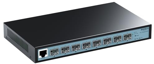 SODOLA Switch 10Gb Ethernet 8 Ports , 8X 10Gbps SFP+, commutateur géré L3, agrégation de Liens, VLAN, QoS, IGMP, sans Ventilateur, Montage Mural (Ports SFP Uniquement, émetteur-récepteur Non Inclus)