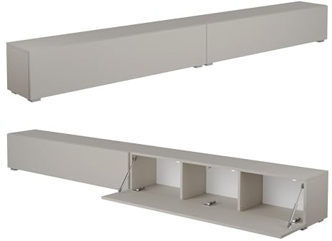 PLATAN ROOM Fernsehschrank TV-Lowboard 105/140 / 160/210 / 280 In Weiß Hängend Oder Stehend Hochglanz Matt (Kaschmir, 280 x 30 x 32)