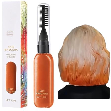 Juego de rímel con tinte temporal para el cabello, 8 colores brillantes, diseño de pincel de doble punta, aplicación rápida, fácil de usar y lavar, adecuado para uso diario